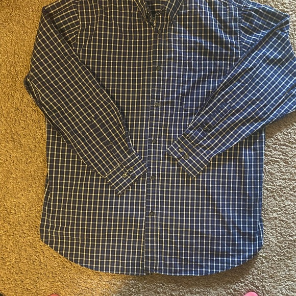 Basic Editions Men XLT Great condition No flaws Blue checkered button down shirt - Picture 3 of 11